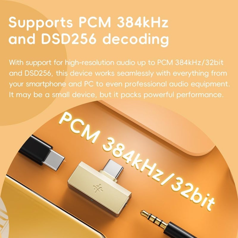 FiiO /Snowsky Tiny Portable DAC & Headphone Amplifier, Hi-Res USB DAC, PEQ Precision Tuning, PCM 384kHz/DSD256 Decoding, Android App/Web Control (3.5mm + Type-C Dual Ports,Tiny A Silver) - Image 4